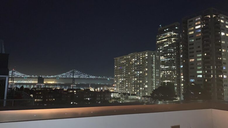 PHA upper private deck, east night view