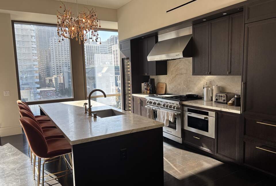 PHA kitchen (Wolf 6 burner & griddle, Subzero fridge, wine fridge)