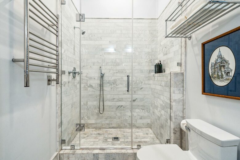 2F Bathroom 2: A lavish marble shower