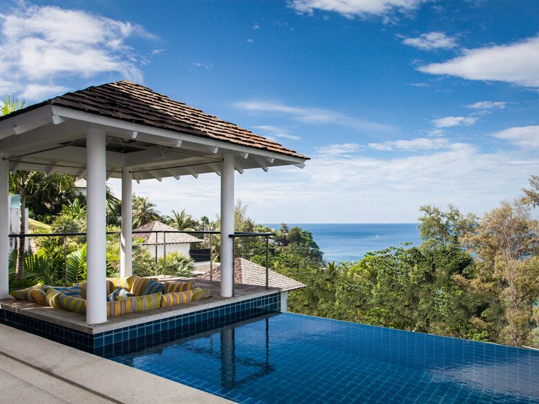 The view from the pool terrace southwest