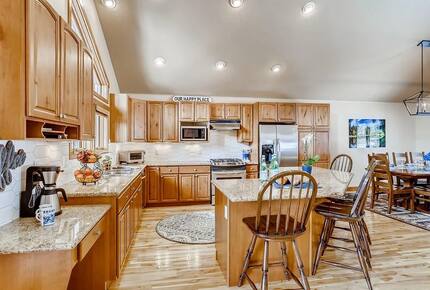 Large kitchen with mountain views