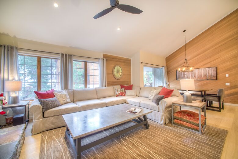 Huge custom sectional will accommodate your entire group!