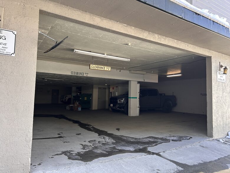 Garage parking under our building. 1 dedicated spot plus guest spot
