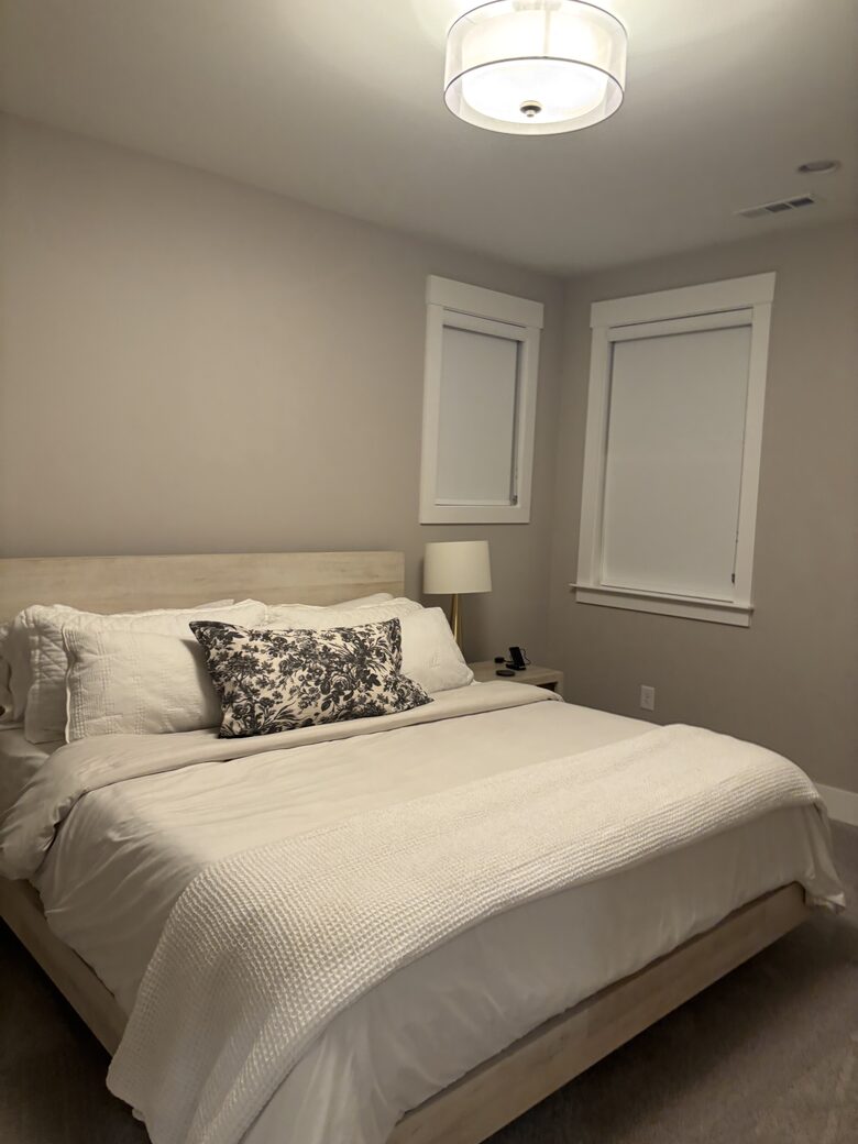 King size bed with attached bathroom