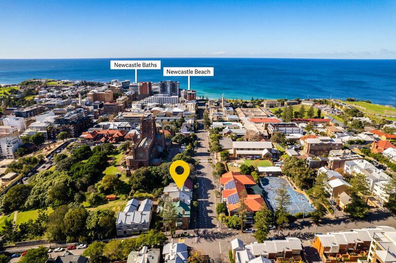 Aerial view looking east towards the Newcastle beach 450m away