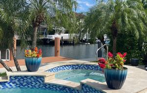 Hot tub and canal leading to Intracoastal Waterway