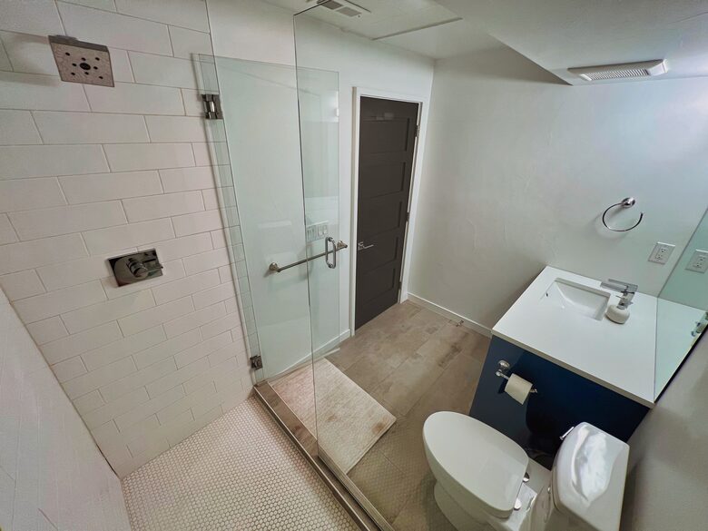 Basement bathroom with shower