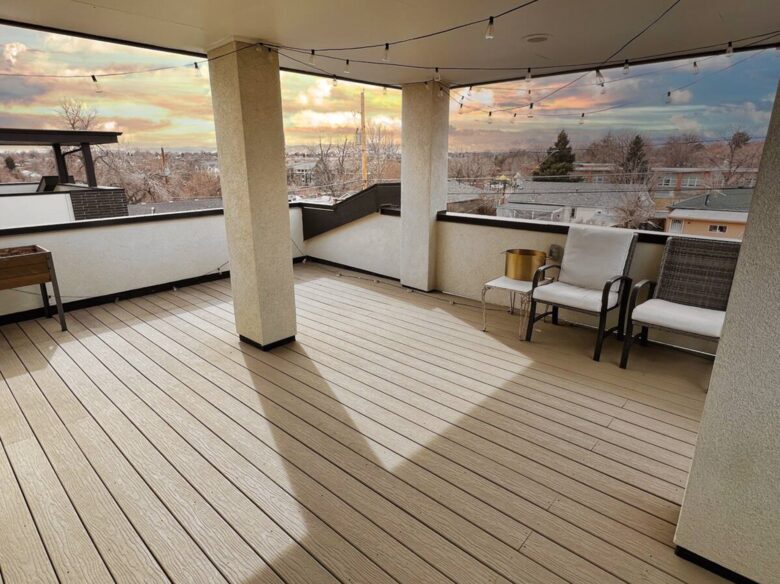 Rooftop terrace with mountain views
