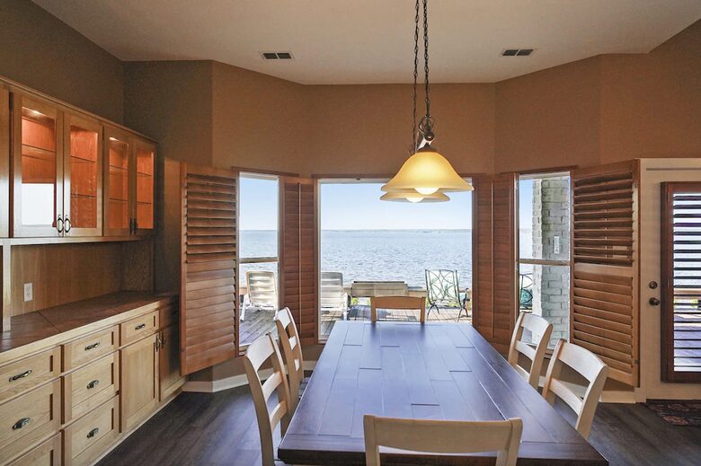 Dining room with lake views