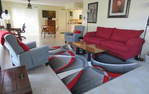 Great room with recliners and pull out couch.