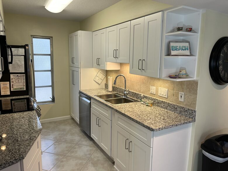 Brand new kitchen with Green appliances.