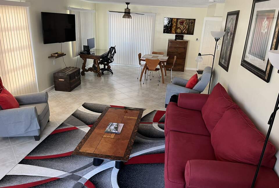 Great room with flat screen VOD cable box.