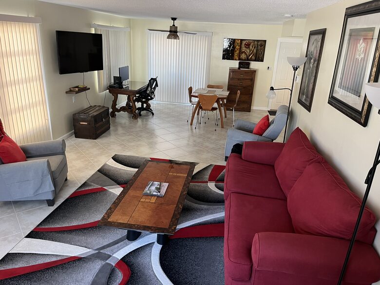 Great room with flat screen VOD cable box.