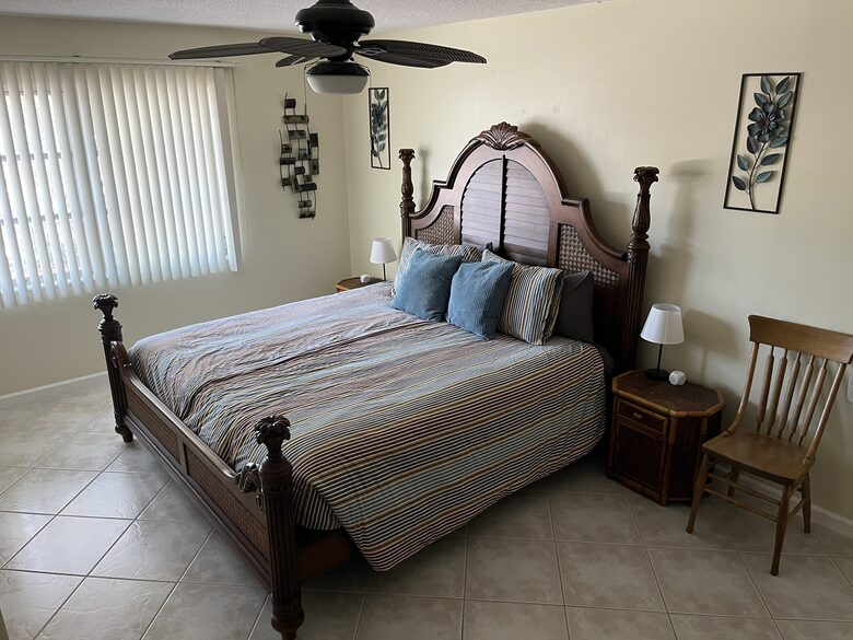 Master bedroom's king bed.