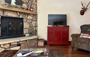 Wood burning fireplace for cozy evenings in