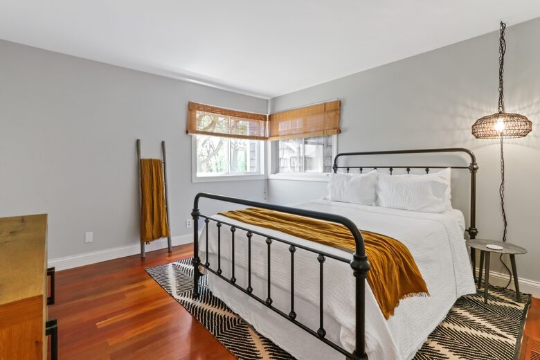 One of two first floor bedrooms with Queen size bed