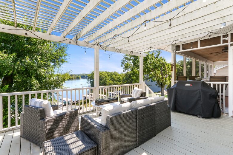 Outdoor deck with grill available for use