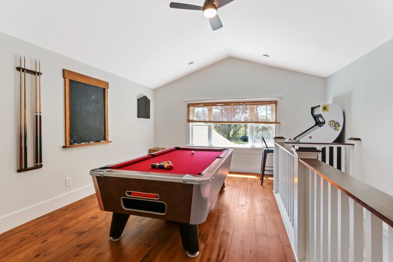 Game room with pool table, Golden Tee, Darts and Smart TV