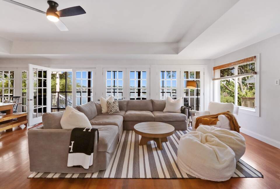 Open concept living with views of the lake