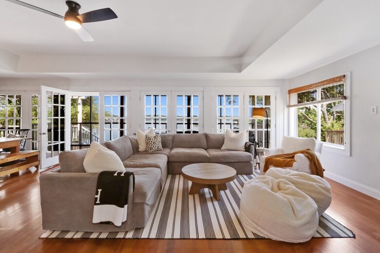 Open concept living with views of the lake