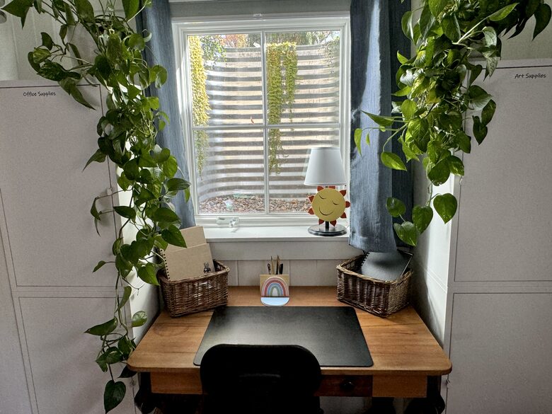 The Rainbow room's desk area & egress window