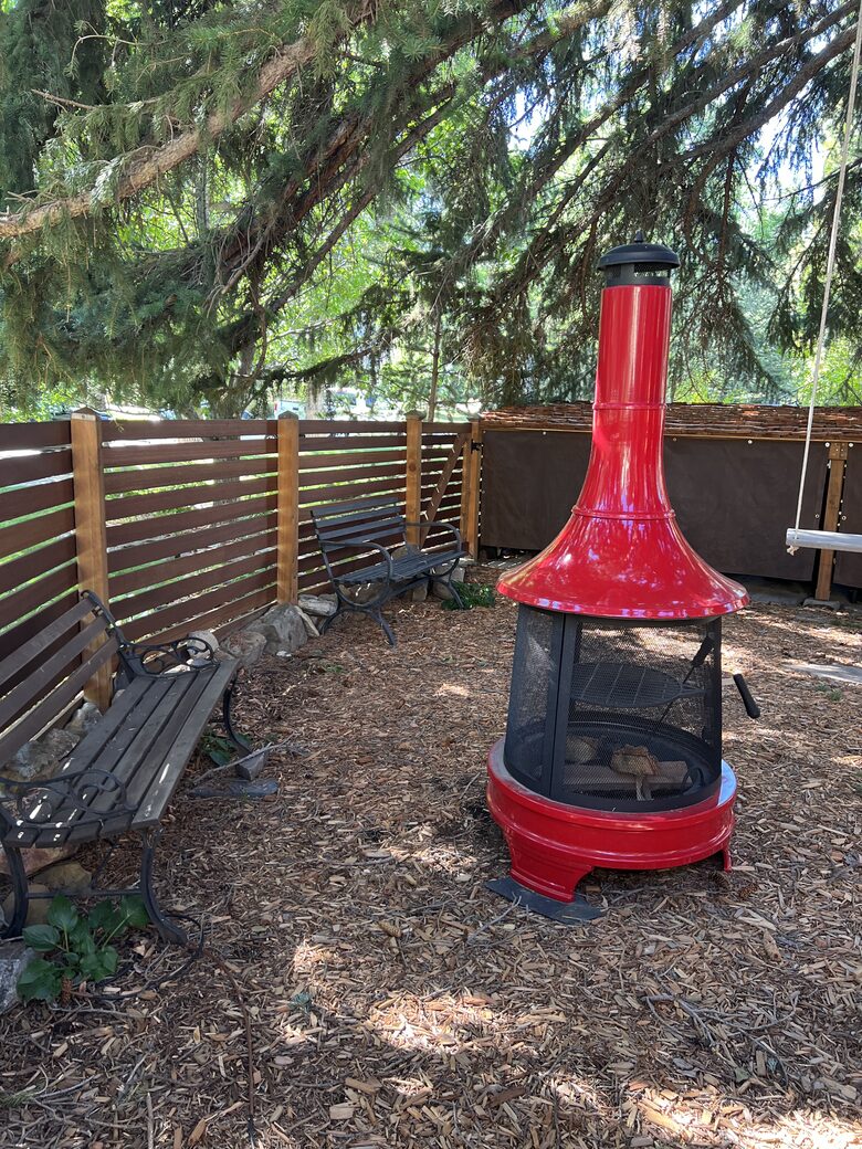 The fire pit in the Zen Zone