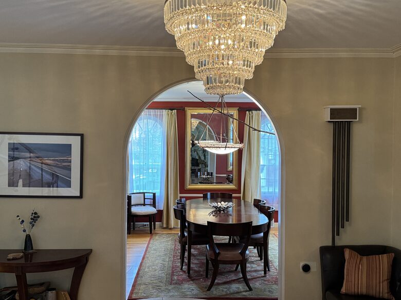 View from the entry into the dining room