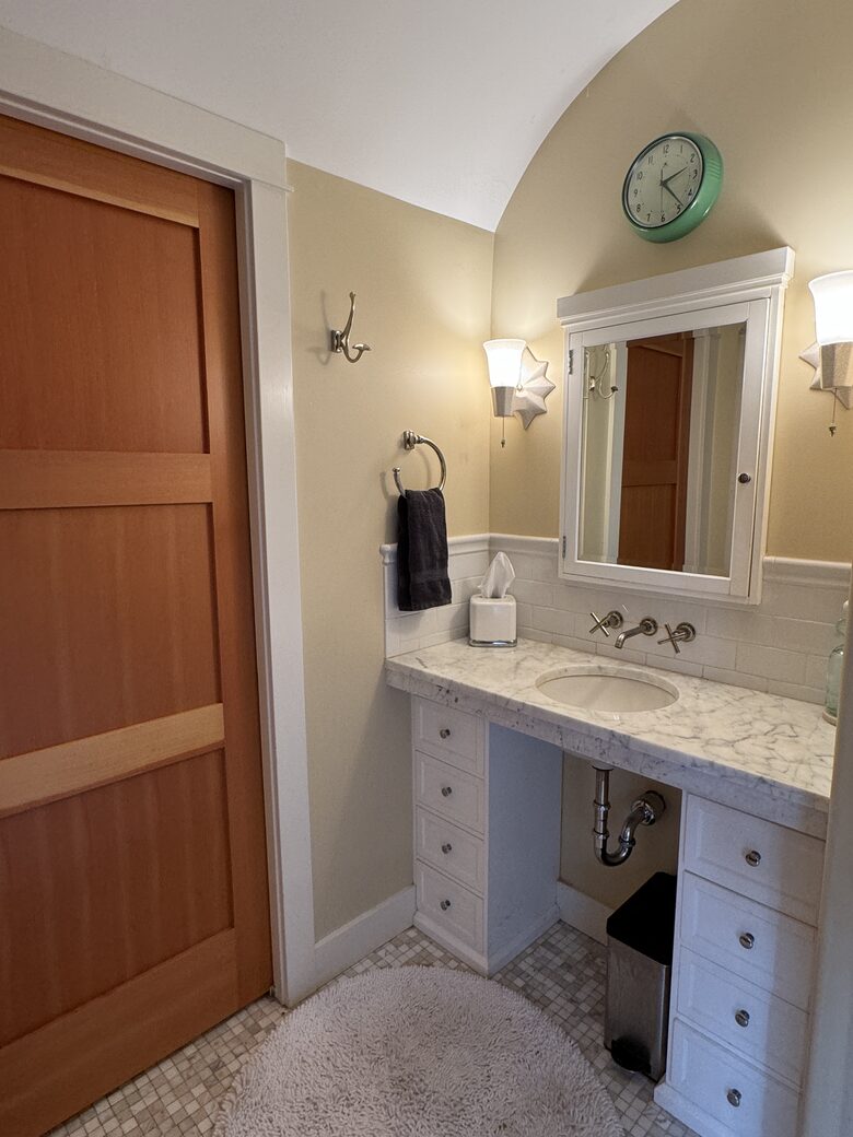 One of the 3 sinks in the upstairs bath area