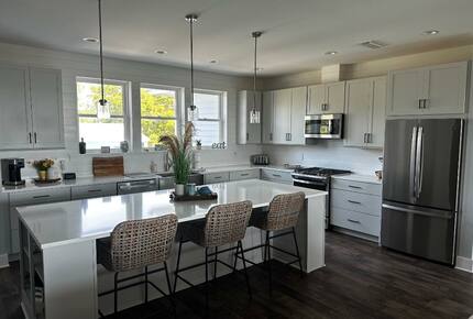 Kitchen connecting to main living area
