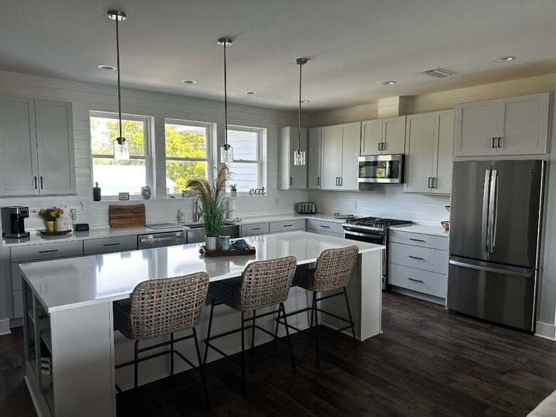 Kitchen connecting to main living area