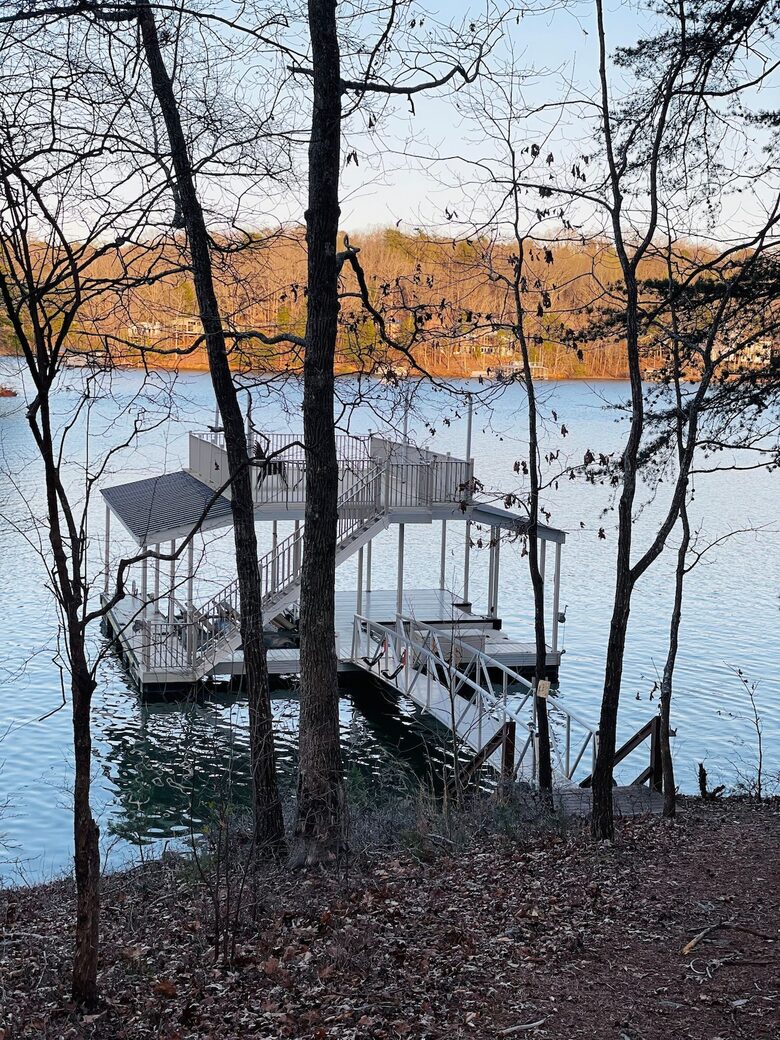 Elegant Lakefront Escape with Private Double Dock - Gainesville, Georgia