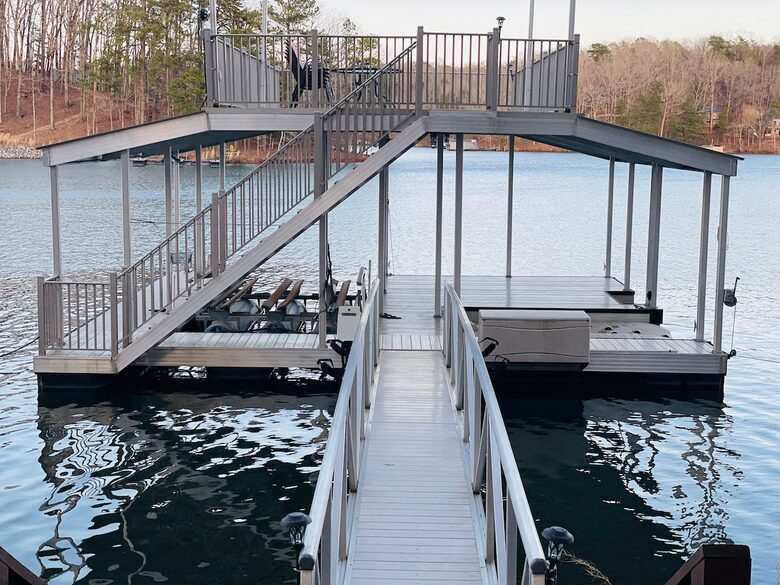 Elegant Lakefront Escape with Private Double Dock - Gainesville, Georgia