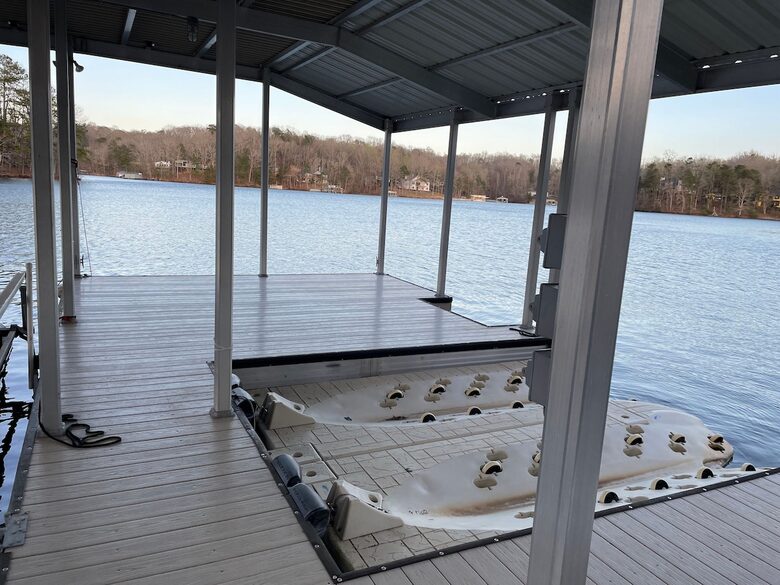 Elegant Lakefront Escape with Private Double Dock - Gainesville, Georgia