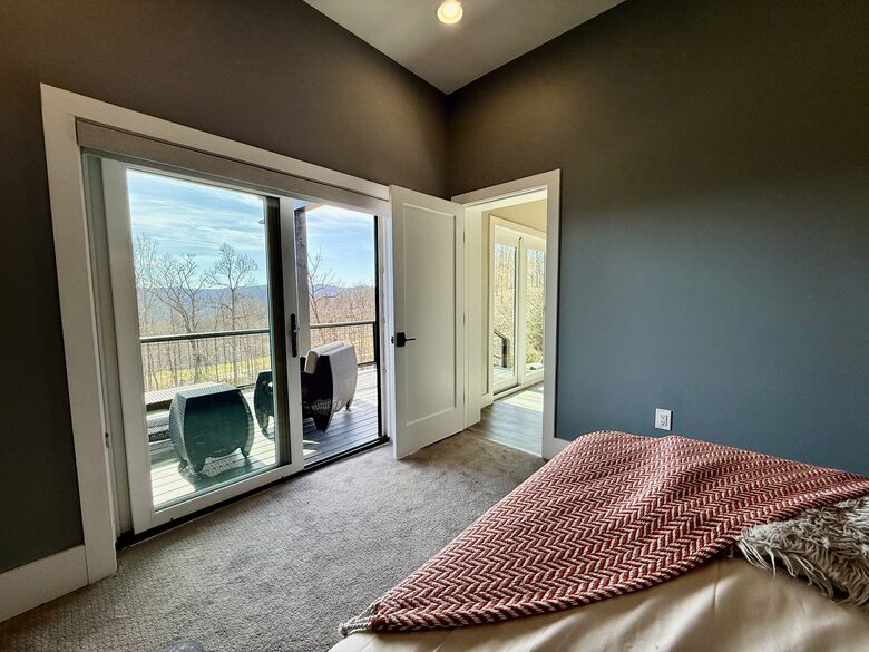 King Lower Level Bedroom - deck access and sauna