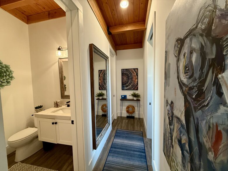 Main Flower Powder Room - Hallway to Laundry