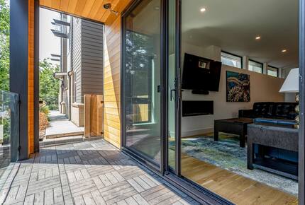 View from main floor deck into living room