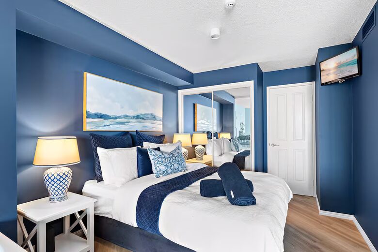 Queen Bed styled with Hamptons Sheridan linen