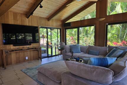 Living area with 85 inch Smart TV