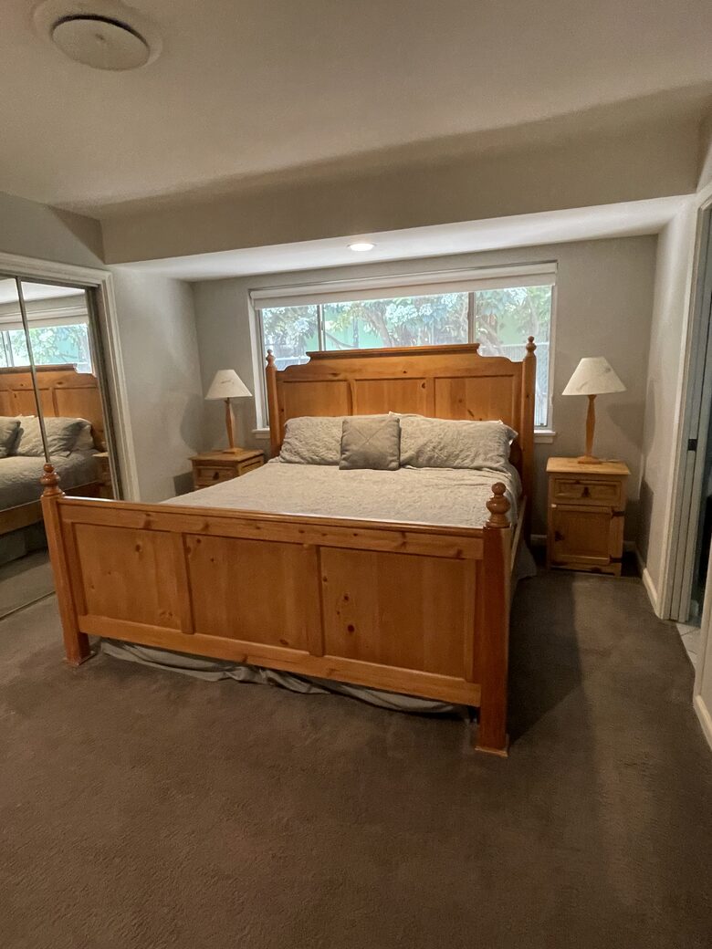 Master bedroom with king sized bed
