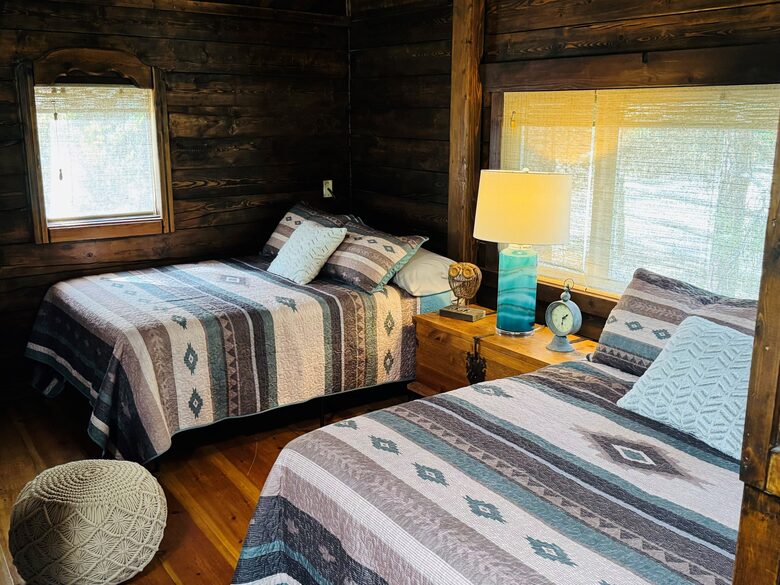 Loft bedroom with 2 full beds
