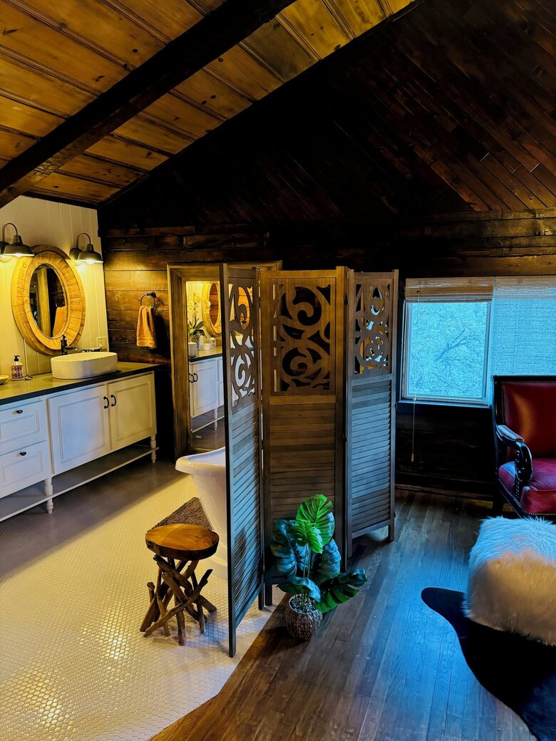 Primary bathroom on upper level