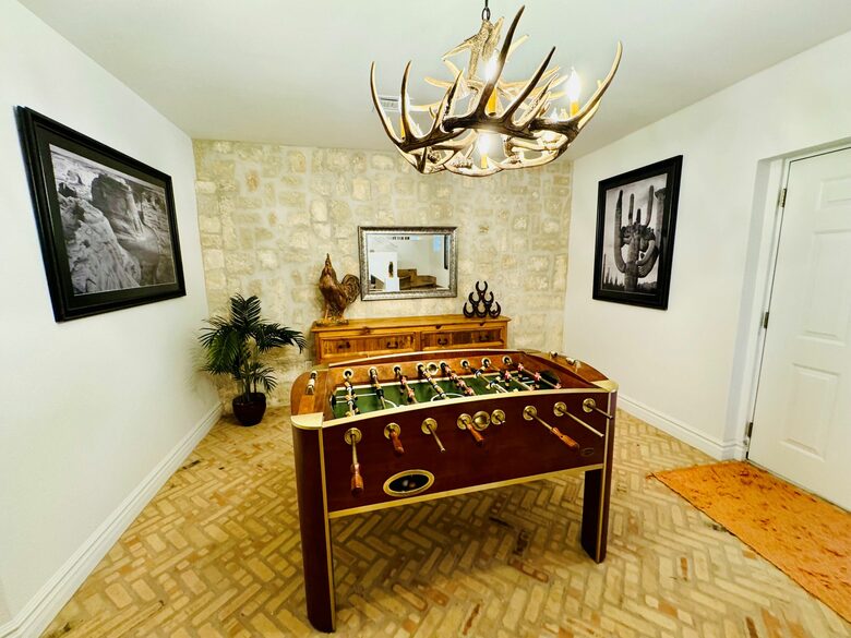 Foosball table on lower level