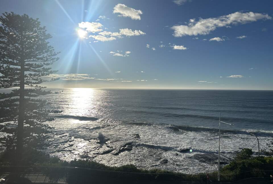 Beautiful sunrise over beaches and mountains