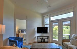 Great room, balcony and Primary Bedroom