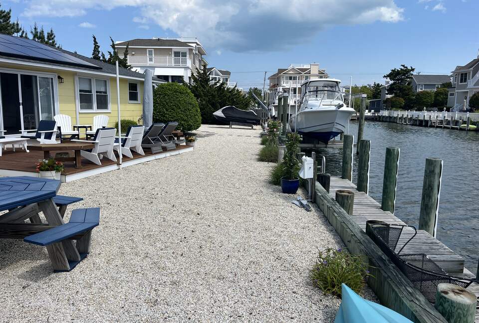 30’ dock with swim ladder and kayak