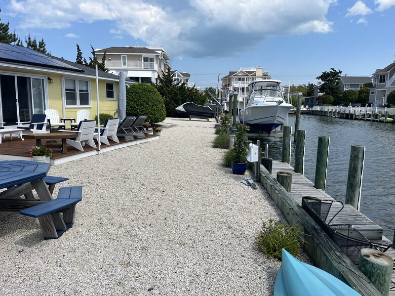 30’ dock with swim ladder and kayak