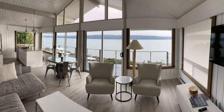 Beautiful views of bay with open floor plan.