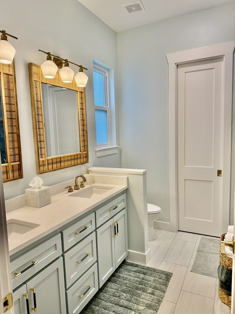 Master Bath with double sinks and soothing coastal vibes