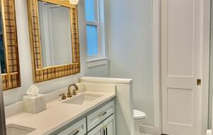 Master Bath with double sinks and soothing coastal vibes