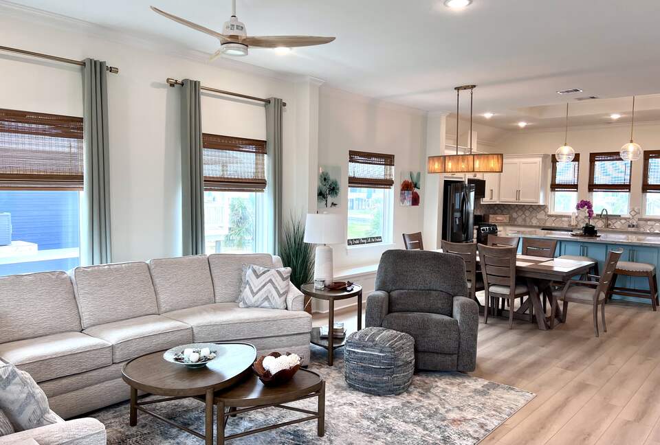 Family entertaining is easy with the homes comfortable open concept